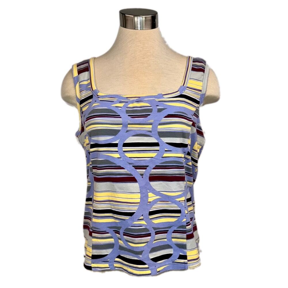 Royal Robbins XL Purple Print Athletic Tank with Built in Bra Wide Strap